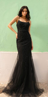 Nox Anabel A1376 Long Fitted Mermaid Gown Open Lace Up Back