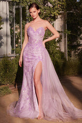 Andrea & Leo A1379 Floral Motif Strapless Fitted Gown