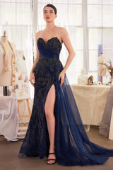 Andrea & Leo A1379 Floral Motif Strapless Fitted Gown