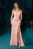 Andrea & Leo A1499 Ethereal Floral Lace Thigh High Slit Fitted Lace Gown