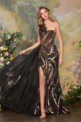 Andrea & Leo A1502 Statement Making One Shoulder Fitted Gown