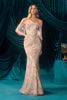 Andrea & Leo A1510 Fitted Gown Crystal Beadwork Sequin Motifs Cold Shoulder