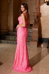 Nox Anabel A1583 Sleeveless V-Neck Fully Sequined Gown with Slit