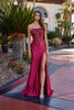 Nox Anabel A1743 Fitted Stretch Satin Sequin Applique Prom Gown