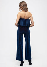 Women's Ribbed Velvet Tube Top Jumpsuit In Ultra Marine - treasures-4-u-2-day