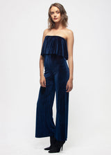 Women's Ribbed Velvet Tube Top Jumpsuit In Ultra Marine - treasures-4-u-2-day