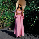 ARUM Pleated Maxi Skirt in Blush Pink - treasures-4-u-2-day