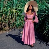ARUM Pleated Maxi Skirt in Blush Pink - treasures-4-u-2-day