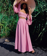 ARUM Pleated Maxi Skirt in Blush Pink - treasures-4-u-2-day