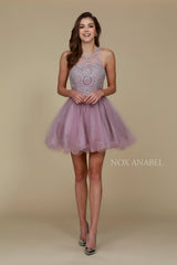 Nox Anabel B652 Short Dress Poofy A-Line Tulle Skirt Halter Neck