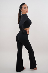 I Am Present Black Stretch Flare Legging - treasures-4-u-2-day
