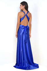 Odette V-Neckline Twist-Front Detail Formal Maxi (Royal) - treasures-4-u-2-day