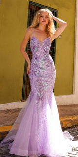 Nox Anabel C1416 Long Sequin Embroidery V-Neck Open Back Mermaid Gown