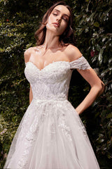Ladivine C159W Off The Shoulder A-Line Lace & Tulle Wedding Dress