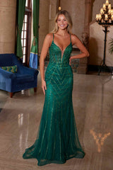 Nox Anabel C1632 Applique Tulle Gown Lace-Up Back Dress