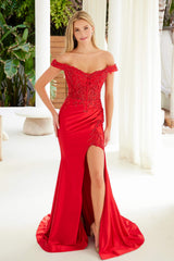 Nox Anabel C1647 Satin Sweetheart Off-Shoulder Sheer Boned Bodice Dress