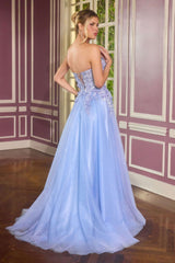 Ladivine C174 Enchanted Ball Gown Scoop Neck Floral Applique