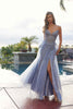 Nox Anabel C1843 Mesh A-Line Peaked Neckline Sequin Prom Ball Gown
