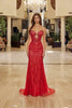 Nox Anabel C1848 Fitted Beaded Tulle Strapless Keyhole Bodice Prom Gown