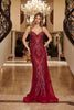 Nox Anabel C1849 Beaded Tulle Lace Up Closure Spaghetti Strap Prom Gown