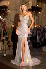 Ladivine CA115 Formal Gown Sweetheart Neck Metallic Stretch Corset