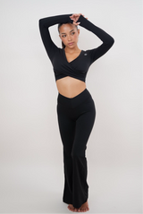 I Am Present Black Stretch Flare Legging - treasures-4-u-2-day