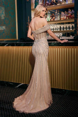 Ladivine CB160 One Shoulder Sweetheart Neck Crystal Embellishment Gown