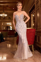 Ladivine CC0240 Dress Pearl Embellished Fit & Flare Gown