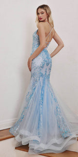 Cinderella Divine CC2279 Long Glitter Printed Mermaid Gown