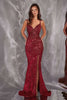Ladivine CC498 Radiating Glamour Thigh High Slit Formal Gown