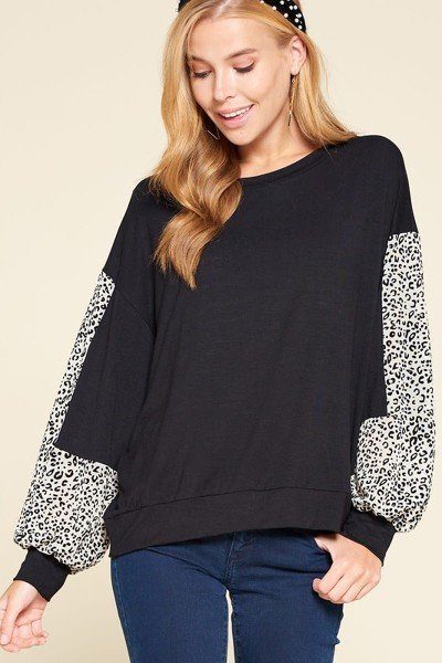 Samantha On Safari Rayon/Spandex Blend Solid Jersey "City Chic" Casual Tunic Top (Black/Ivory)