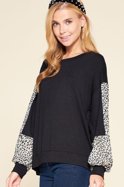 Samantha On Safari Rayon/Spandex Blend Solid Jersey "City Chic" Casual Tunic Top (Black/Ivory)