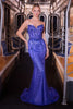 Ladivine CC8262 Crystal Adorned Sheer Bodice Strapless Fitted Mermaid Gown
