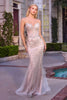 Ladivine CC8262 Crystal Adorned Sheer Bodice Strapless Fitted Mermaid Gown