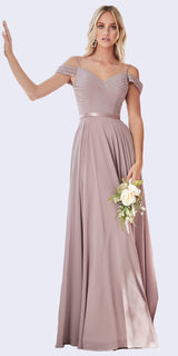 Cinderella Divine CD0156 Long Off The Shoulder Chiffon Gown Corset Back