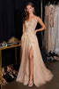 Ladivine CD2412 Magical A-Line Floral Applique Glitter Tulle Gown
