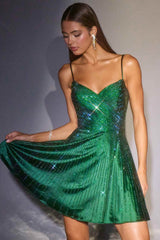 Ladivine CD2422 Fit and Flare Short Homecoming A-Line Dress