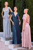 Ladivine CD413 Ethereal Shimmering Pleated Chiffon A-Line Gown