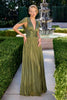 Ladivine CD413 Ethereal Shimmering Pleated Chiffon A-Line Gown