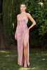 Ladivine CD417 Off Shoulder Pleated Luminescent Chiffon Fitted Gown