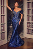 Ladivine CD641 Couture Inspired Off Shoulder Fitted Mermaid Gown