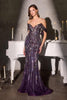 Ladivine CD674 Sculpted Silhouette Sparkling Sequin Soft Tulle Fitted Gown
