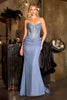 Ladivine CD683 Sculpted Strapless Neckline Soft Mesh Embellished Fitted Gown