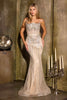 Ladivine CD684 Breathtaking Strapless Linear Motif Beaded Fitted Gown