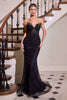 Ladivine CD715 Radiant Linear Beaded Strapless Mermaid Gown