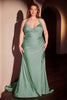 Ladivine CD796C Dress Stretch Satin Halter Fitted Curve Gown