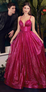 Cinderella Divine CD996 Floor Length A-line Glitter Ball Gown