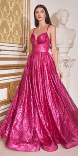 Cinderella Divine CD996 Floor Length A-line Glitter Ball Gown