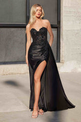 Ladivine CDS530 Strapless Sweetheart Fitted Satin Prom Dress
