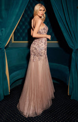 Ladivine CDS545 Strapless Mermaid Gown Floral Sequin